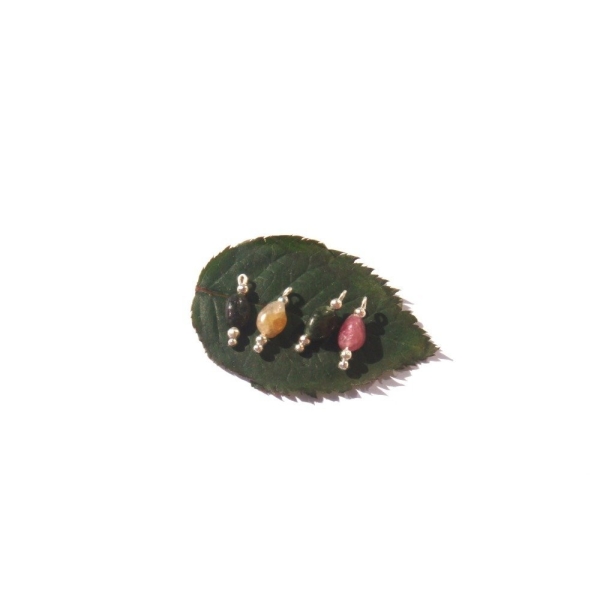 Tourmaline multicolore : 4 MICRO breloques 15 MM de hauteur x 5 MM - Photo n°1