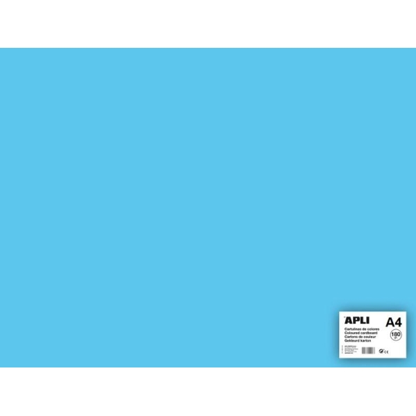 Carton couleur Bleu clair A4 - APLI - 5 feuilles 180 Gr - Photo n°1
