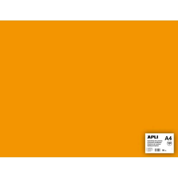 Carton couleur Orange A4 - APLI - 5 feuilles 180 Gr - Photo n°1