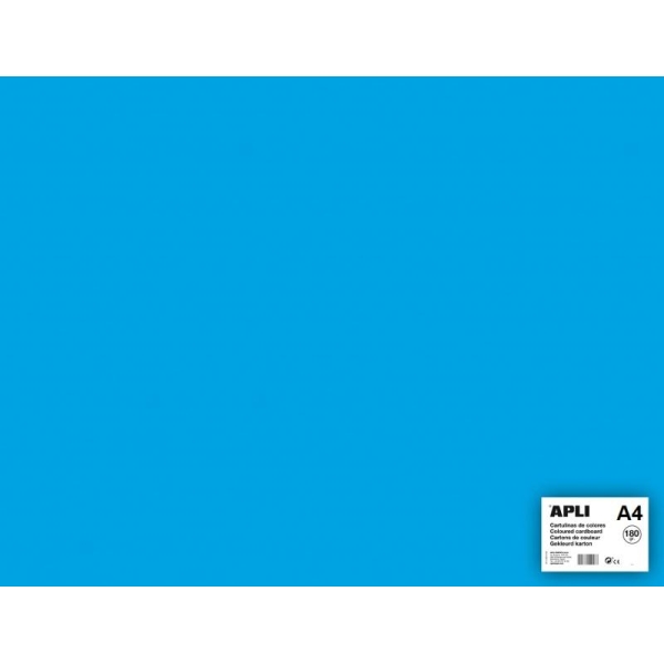 Carton couleur Bleu Ciel A4 - APLI - 5 feuilles 180 Gr - Photo n°1