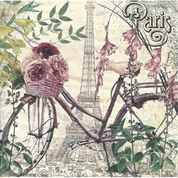 Lot de 4 Serviettes en papier Vélo parisien Decoupage Collage Decopatch 