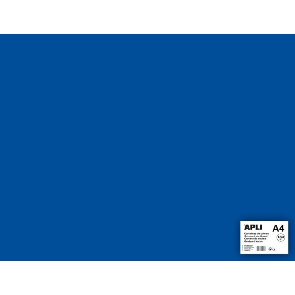 Carton couleur Bleu foncé A4 - APLI - 5 feuilles 180 Gr - Photo n°1
