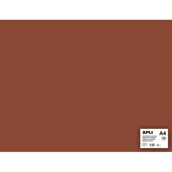 Carton couleur Marron A4 - APLI - 5 feuilles 180 Gr - Photo n°1