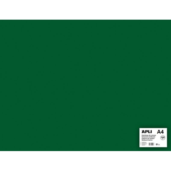 Carton couleur Vert foncé A4 - APLI - 5 feuilles 180 Gr - Format A4 -  Creavea