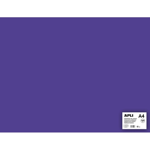 Carton couleur Violet A4 - APLI - 5 feuilles 180 Gr - Photo n°1