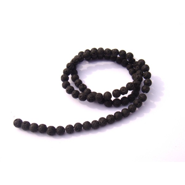 Pierre de Lave : 20 perles irrégulières 4 MM de diamètre - Photo n°1