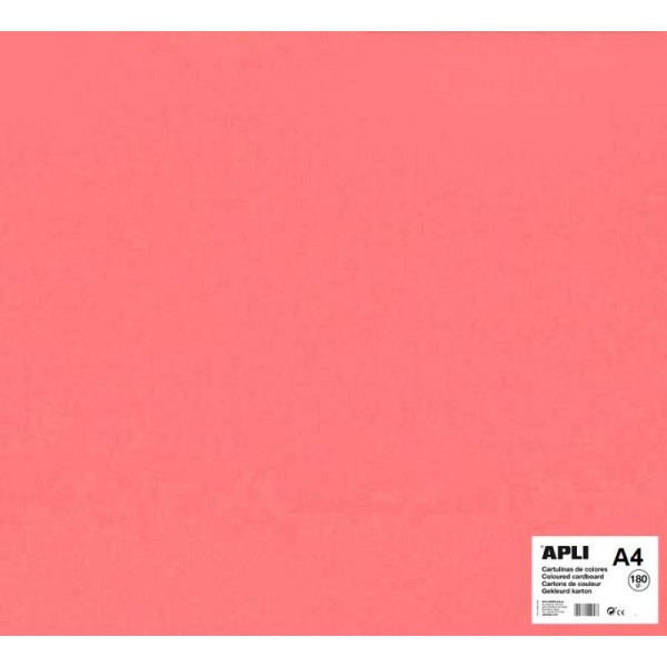 Carton couleur Rose Fluo A4 - APLI - 5 feuilles 180 Gr - Photo n°1