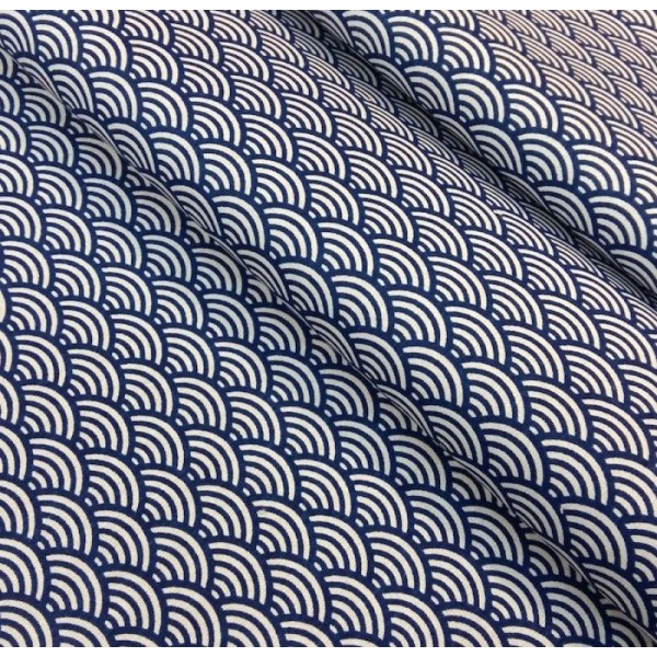 Coupon tissu Sushis bleu indigo - 50 x 50 cm - Photo n°2