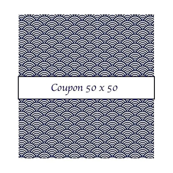 Coupon tissu Sushis bleu indigo - 50 x 50 cm - Photo n°1