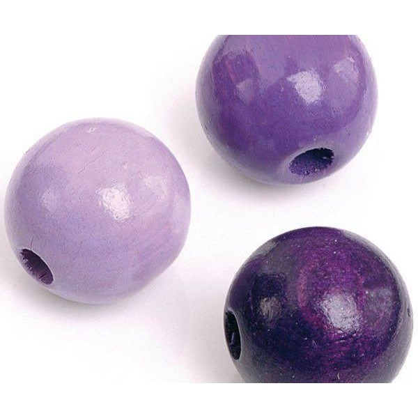 Perles en bois de 10mm (50pcs) Mélange de Violet, de Perles Rondes, Perles Naturelles, Perles de Bri - Photo n°1