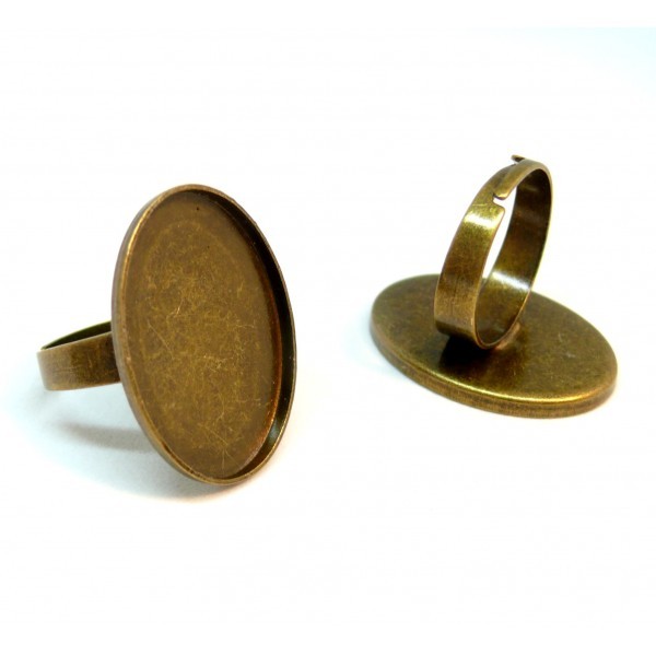 BN1129031 PAX 10 Supports de Bague Ovale Qualité 18 par 25mm couleur Bronze - Photo n°1