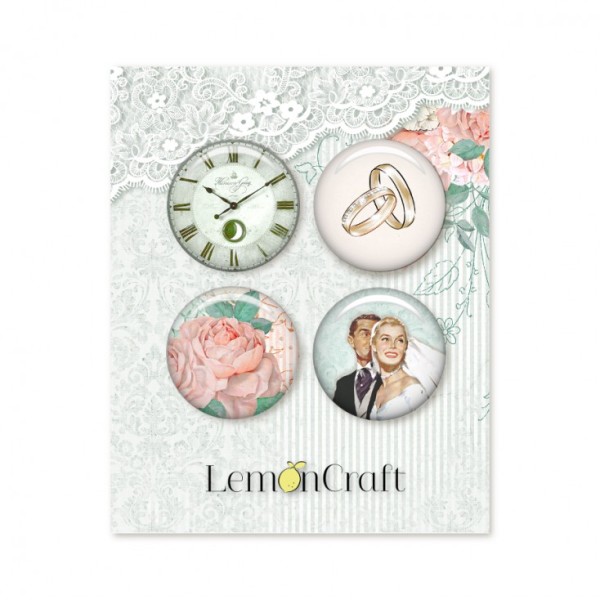 4 badges LemonCraft - Love of my life - 2,5 cm - Photo n°1