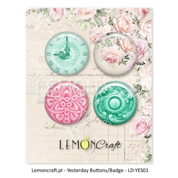 4 badges LemonCraft - Yesterday - 2,5 cm - Photo n°1