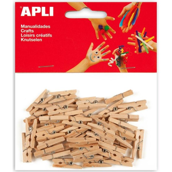 Mini pinces à linge en bois naturel 2,5 cm - APLI - 45 pcs - Photo n°1
