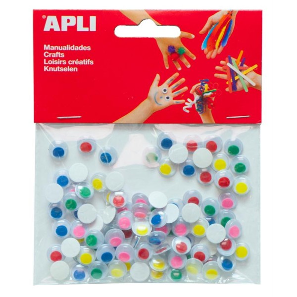 Yeux mobiles adhésifs ronds de couleur 10 mm - APLI x 100 - Photo n°1