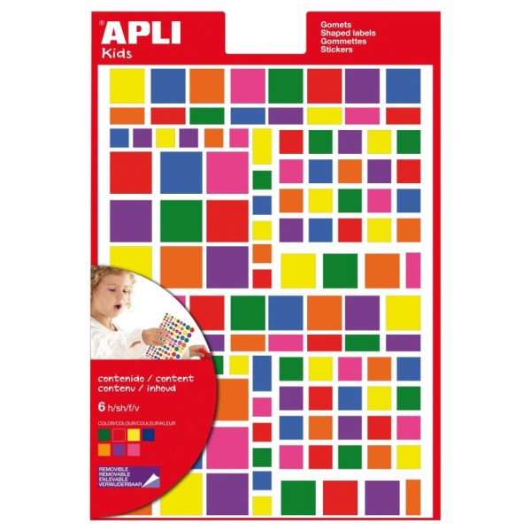 Gommettes carrées multicolores - APLI Kids - 756 pcs - Photo n°1