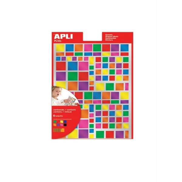Gommettes carrées multicolores métallisées - APLI Kids - 756 pcs - Photo n°1