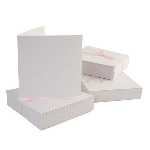 13x13cm Cartes de Vœux et des Enveloppes 100pcs (240g / M2) le Blanc, le Blanc de la Carte, Annivers - Photo n°1