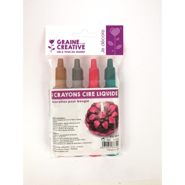 4 Crayons Cire Liquide Pour Bougie 30ml - Photo n°1