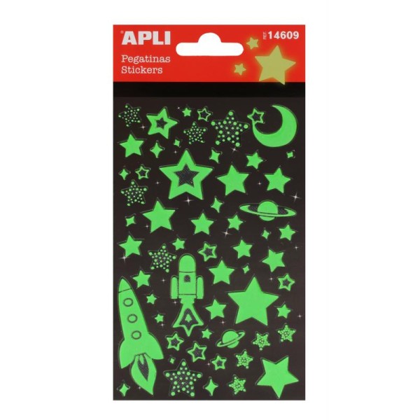 Stickers résine Etoiles luminescentes - APLI - 9,3 x 15 cm - Photo n°1