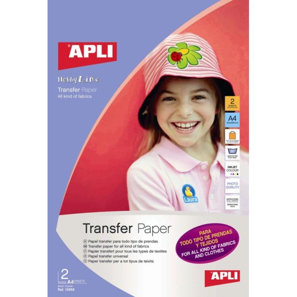 Papier transfert tous textiles - APLI - A4 x 2 feuillles - Photo n°1