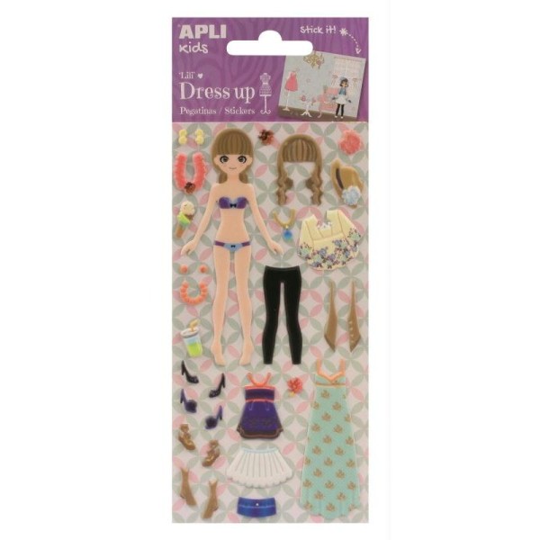 Stickers mousse Dress Up Lili- APLI Kids - Photo n°1