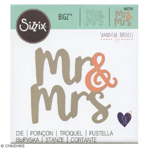 Matrice Sizzix Bigz - Monsieur et Madame - 1 pce - Photo n°1