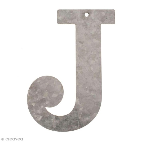 Lettre en métal galvanisé 12 cm - J - Photo n°1