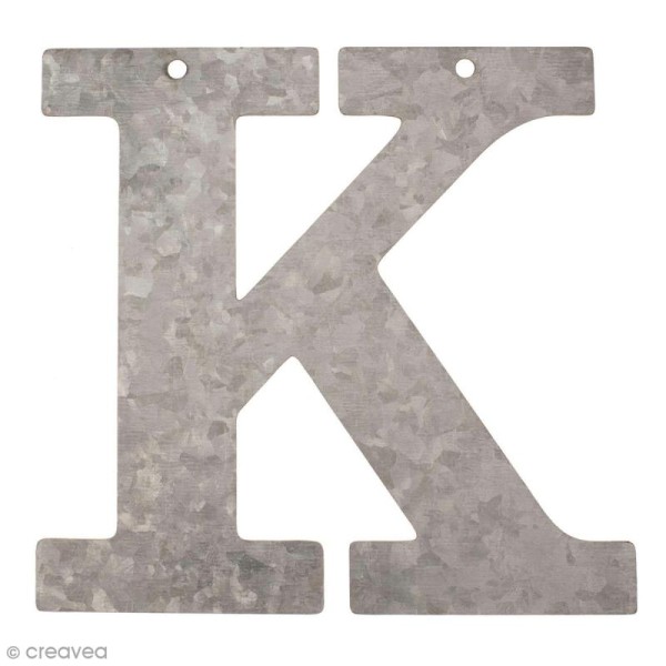 Lettre en métal galvanisé 12 cm - K - Photo n°1