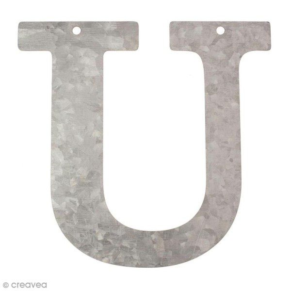 Lettre en métal galvanisé 12 cm - U - Photo n°1