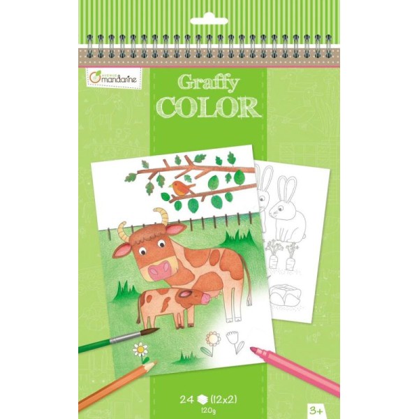 Carnet de coloriage Graffy Color Ferme - Avenue Mandarine - 24 pages - Photo n°1