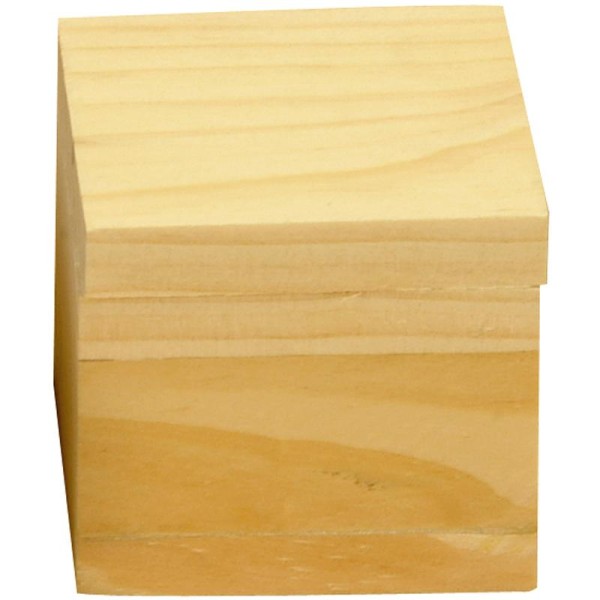 Boite carrée en bois avec couvercle pivotant 5 cm - Photo n°1