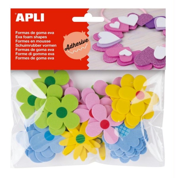 Formes adhésives en mousse Flowers - APLI Kids - 40 pcs - Photo n°1