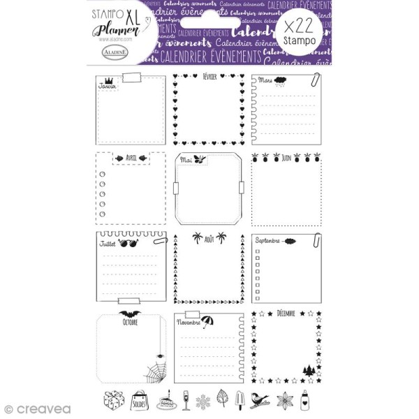 Kit Stampo - Planner Page Calendrier - 22 tampons - Photo n°1