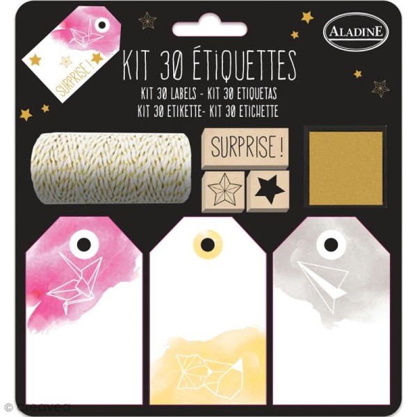 Kit Etiquettes et tampons - Origami - 30 pcs - Photo n°1
