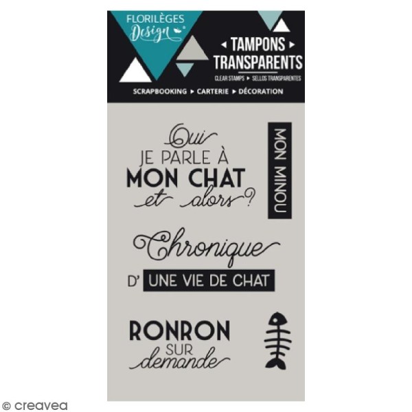 Tampons clear Florilèges Design - Une vie de chat - 5 pcs - Photo n°1