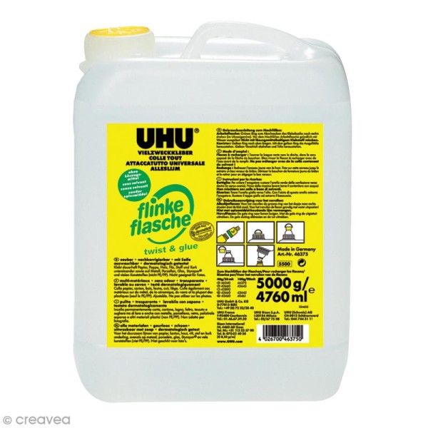 Colle UHU Twist & Glue sans solvant multi matériaux - Bidon 5 kg