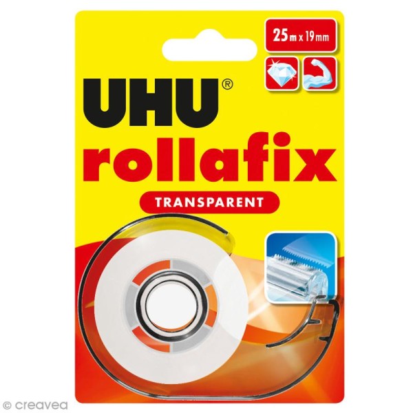 Rouleau adhésif transparent Rollafix avec dévidoir - 19 mm x 25 m - Photo n°1