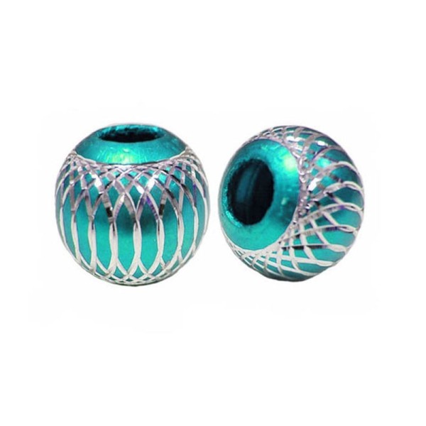 10 Perles Rondes 14mm Turquoise - Photo n°1