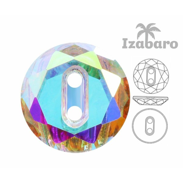 4 pièces Izabaro Crystal Ab 001ab Round Faceted Button Glass Crystals 3014 Izabaro Double-coller But - Photo n°2