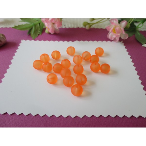 Perles en verre dépoli 8 mm orange x 20 - Photo n°1