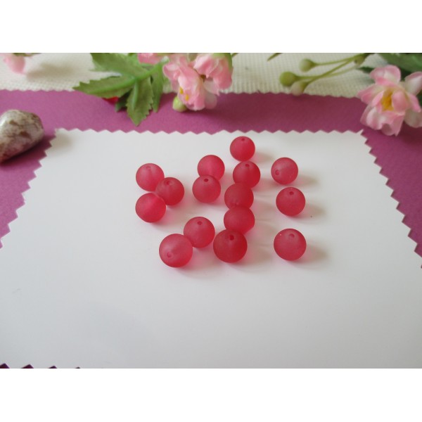Perles en verre dépoli 8 mm rouge x 20 - Photo n°1