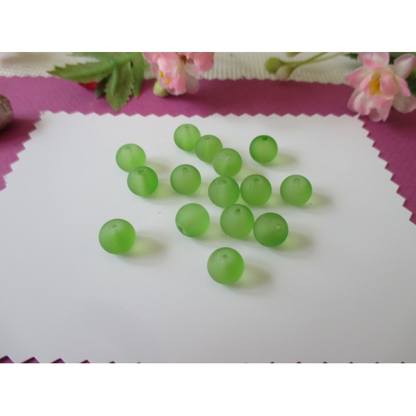Perles en verre dépoli 8 mm vert x 20 - Photo n°1