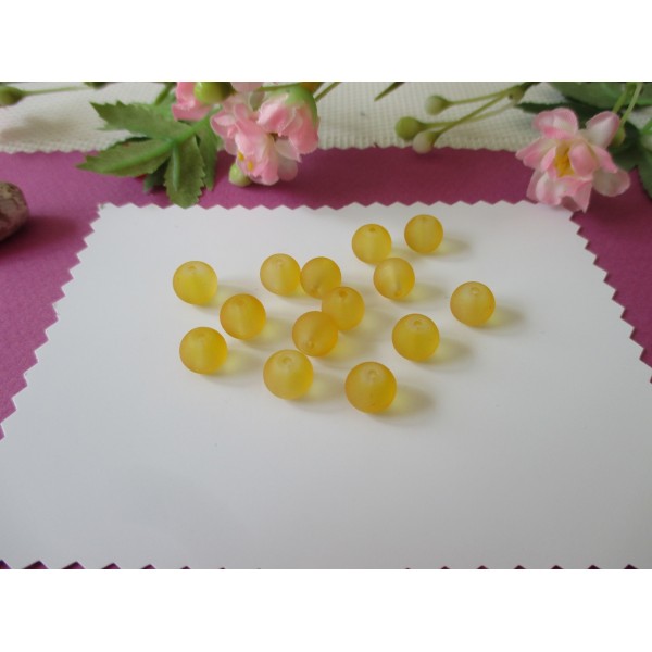 Perles en verre dépoli 8 mm jaune orangé x 20 - Photo n°1