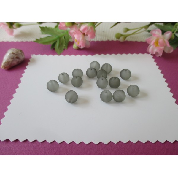 Perles en verre dépoli 8 mm grise x 20 - Photo n°1