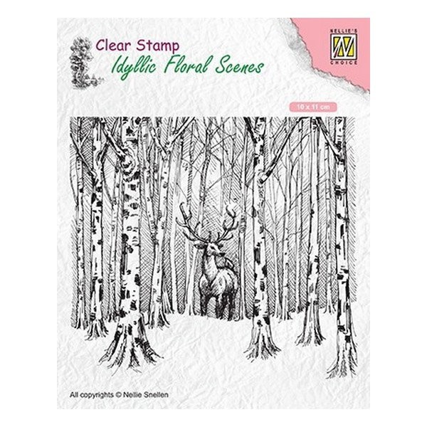 Tampon transparent clear stamp scrapbooking Nellie's Choice CERF DANS FORET 017 - Photo n°1