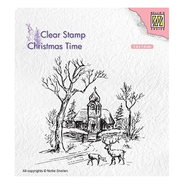 Tampon transparent clear stamp scrapbooking Nellie's Choice CERF EGLISE 027 - Photo n°1