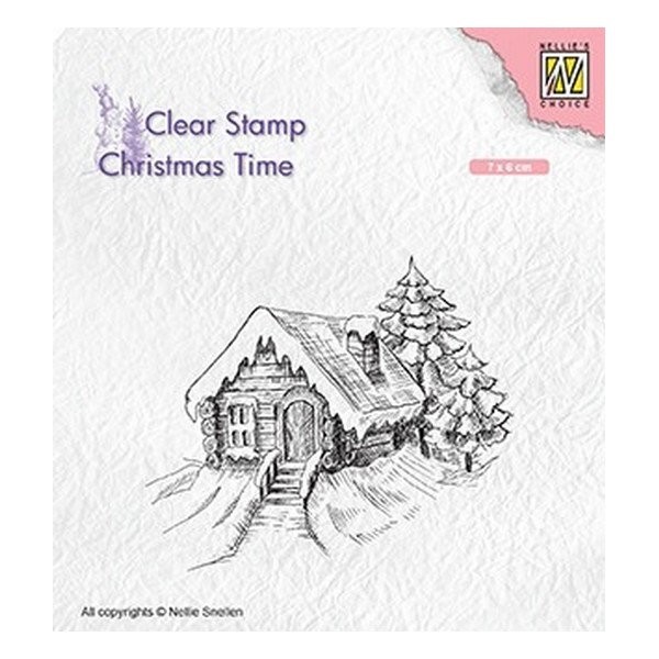 Tampon transparent clear stamp scrapbooking Nellie's Choice COTTAGE NEIGE SAPIN 030 - Photo n°1