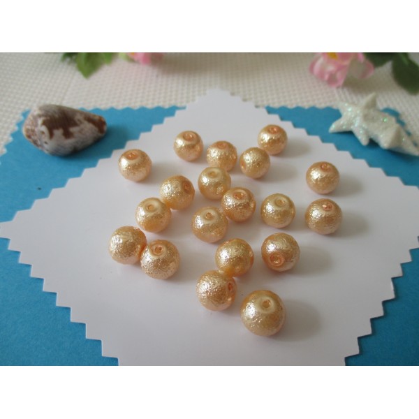 Perles en verre 8 mm granuleuse saumon clair x 10 - Photo n°1