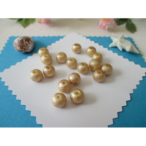 Perles en verre 8 mm granuleuse chair x 10 - Photo n°1